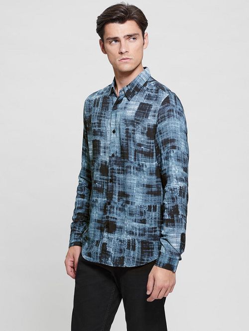 Guess Eco Print Shirt Albastri | GUESS-SN31145