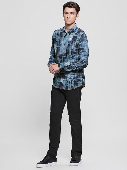 Guess Eco Print Shirt Albastri | GUESS-SN31145