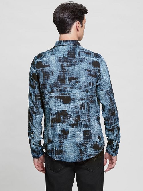 Guess Eco Print Shirt Albastri | GUESS-SN31145