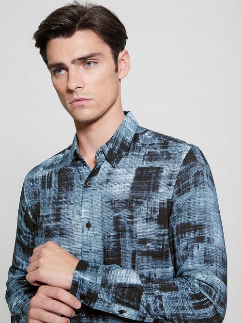 Guess Eco Print Shirt Albastri | GUESS-SN31145