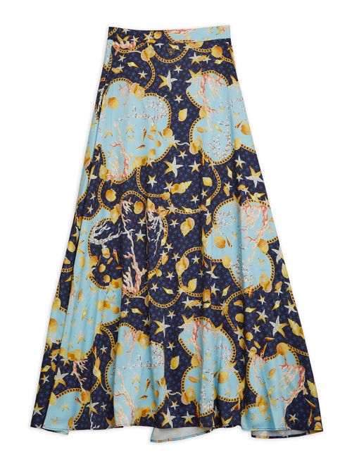 Guess Eco Printed Maxi Wrap Skirt Albastri | GUESS-SN28549
