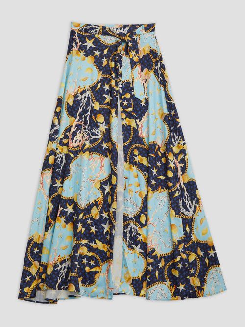 Guess Eco Printed Maxi Wrap Skirt Albastri | GUESS-SN28549