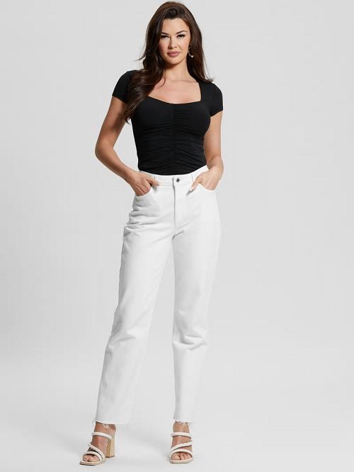 Guess Eco Rayla Ruched Top Negrii | GUESS-SN27390