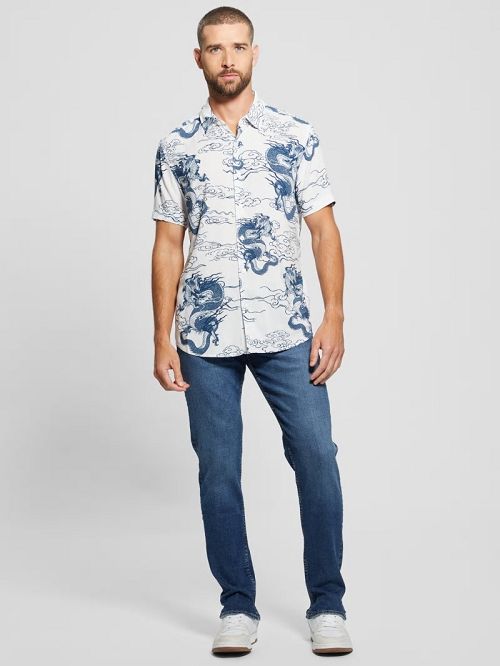 Guess Eco Rayo Dragon Shirt Albastri | GUESS-SN31228