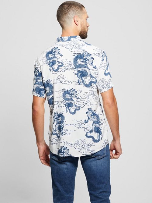Guess Eco Rayo Dragon Shirt Albastri | GUESS-SN31228