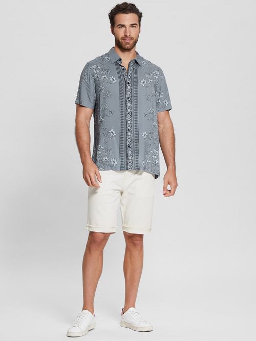 Guess Eco Rayon Moroccan Floral Shirt Gri | GUESS-SN31094