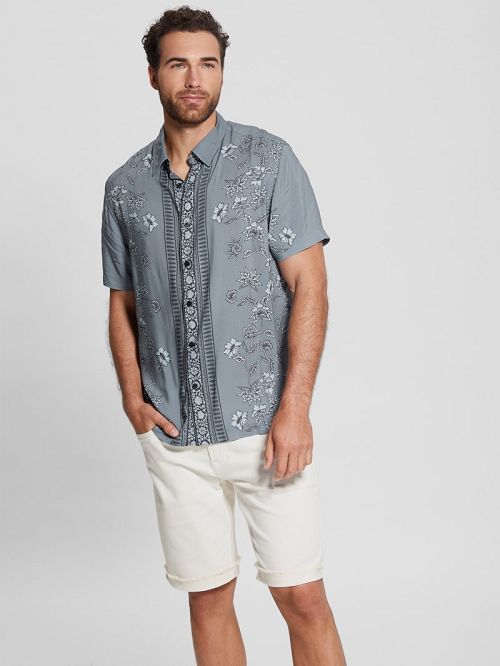 Guess Eco Rayon Moroccan Floral Shirt Gri | GUESS-SN31094