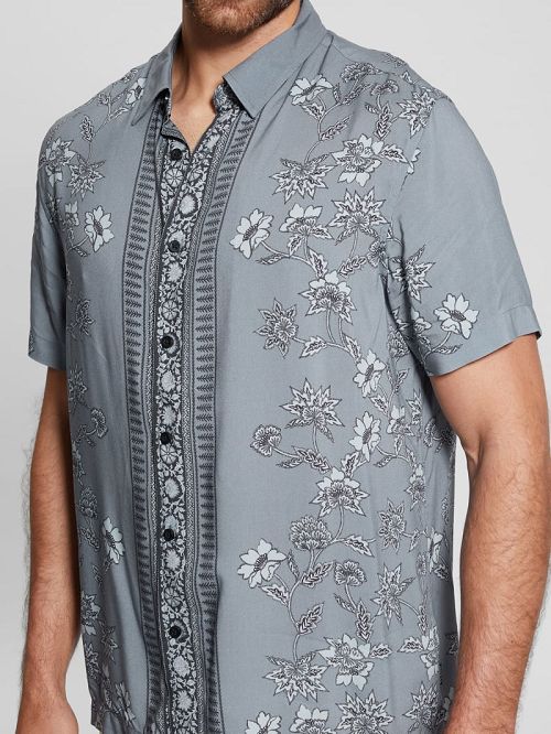Guess Eco Rayon Moroccan Floral Shirt Gri | GUESS-SN31094