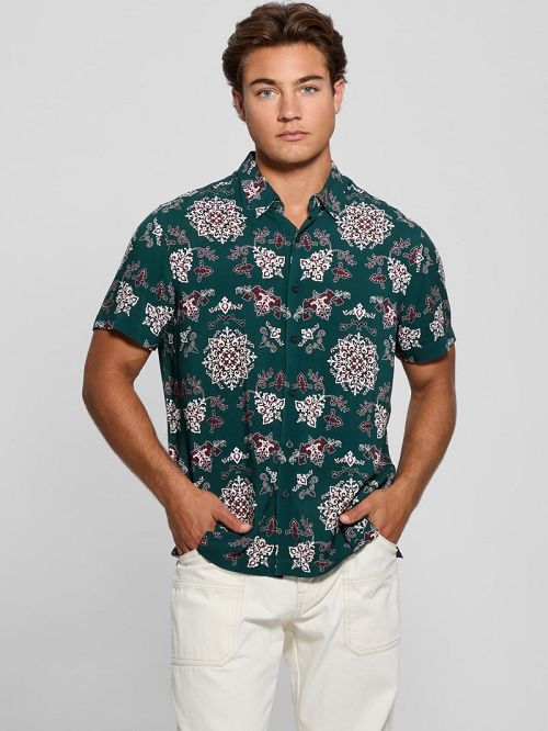 Guess Eco Rayon Paisley Shirt Verzi | GUESS-SN31323