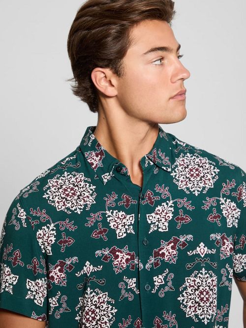 Guess Eco Rayon Paisley Shirt Verzi | GUESS-SN31323