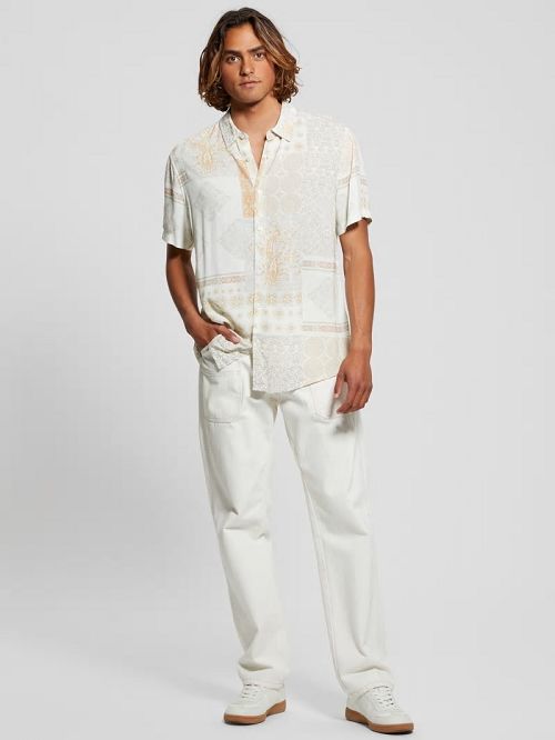 Guess Eco Rayon Patchwork Shirt Bej | GUESS-SN31204