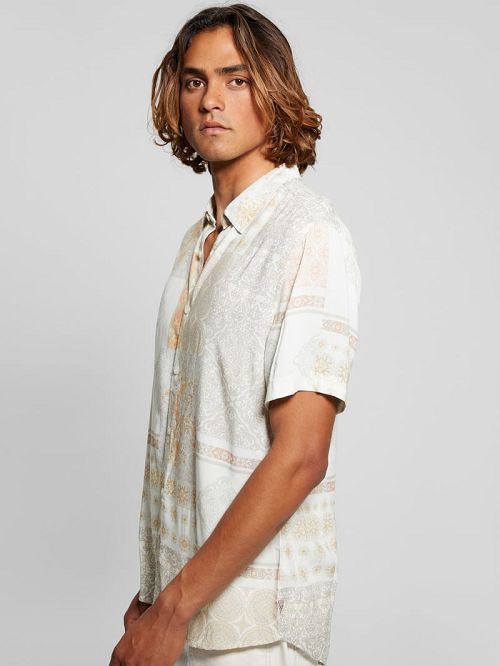 Guess Eco Rayon Patchwork Shirt Bej | GUESS-SN31204