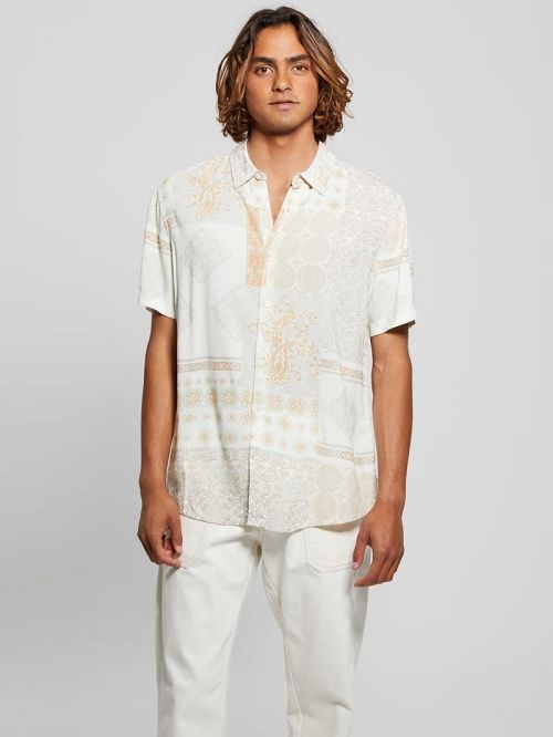 Guess Eco Rayon Patchwork Shirt Bej | GUESS-SN31204