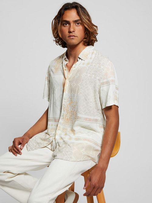 Guess Eco Rayon Patchwork Shirt Bej | GUESS-SN31204