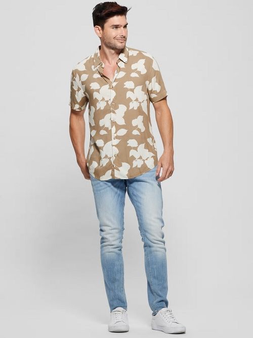 Guess Eco Rayon Shadow Floral Shirt Bej | GUESS-SN31152