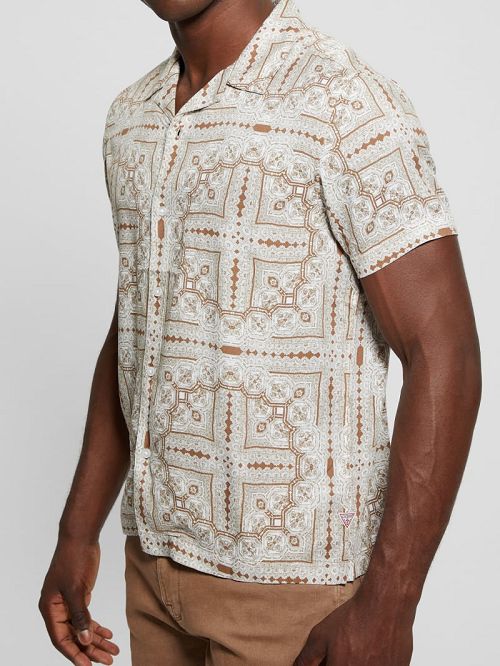 Guess Eco Rayon Tile Shirt Bej | GUESS-SN31214