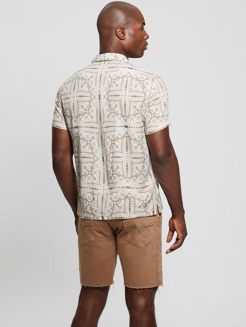 Guess Eco Rayon Tile Shirt Bej | GUESS-SN31214