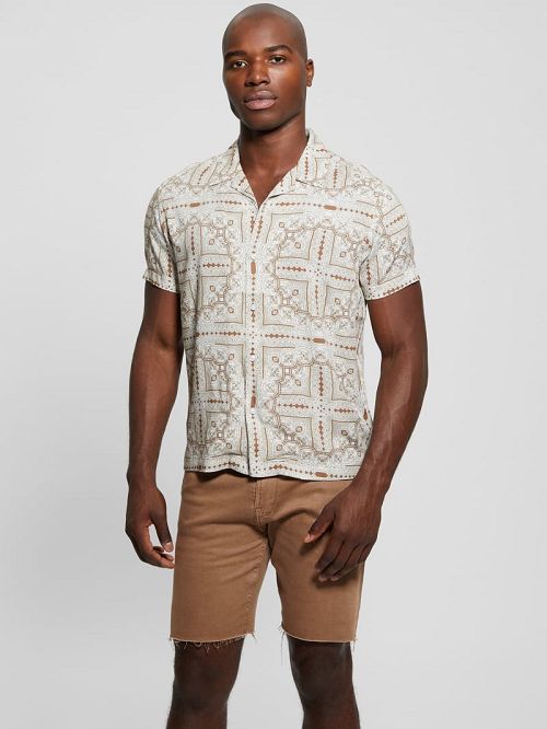 Guess Eco Rayon Tile Shirt Bej | GUESS-SN31214
