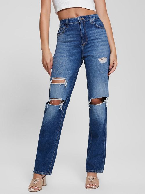 Guess Eco Relaxed Straight Destroyed Jeans Albastri | GUESS-SN26596