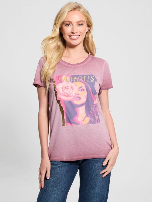 Guess Eco Rose Graphic Easy Tee Rosii | GUESS-SN27410