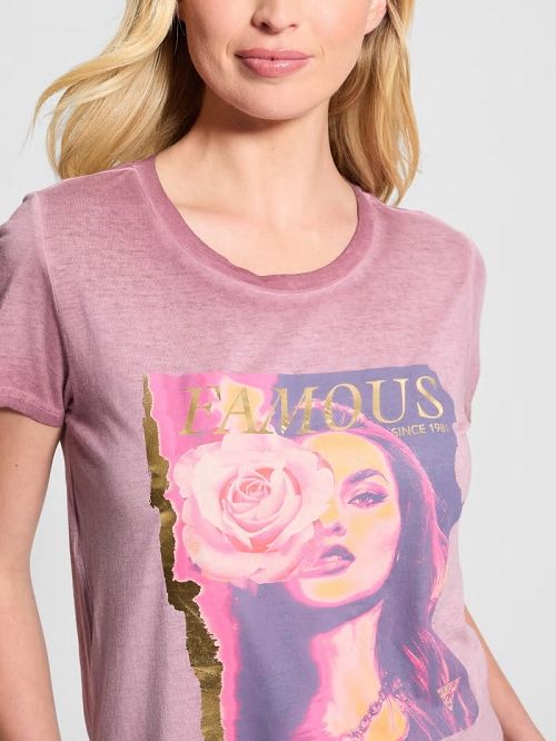 Guess Eco Rose Graphic Easy Tee Rosii | GUESS-SN27410