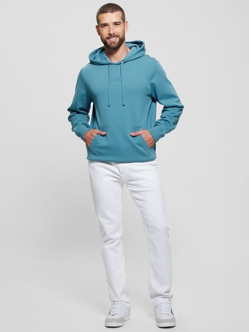 Guess Eco Roy Embossed Hoodie Albastri | GUESS-SN31046