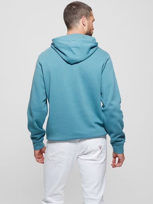 Guess Eco Roy Embossed Hoodie Albastri | GUESS-SN31046