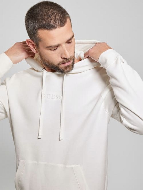 Guess Eco Roy Embossed Hoodie Albi | GUESS-SN31059