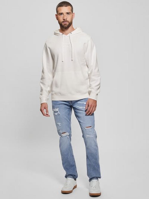 Guess Eco Roy Embossed Hoodie Albi | GUESS-SN31059