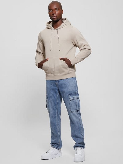 Guess Eco Roy Embossed Hoodie Bej | GUESS-SN31064