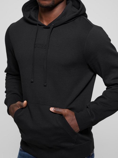 Guess Eco Roy Embossed Hoodie Negrii | GUESS-SN31031