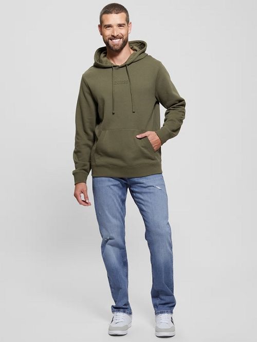 Guess Eco Roy Embossed Hoodie Verzi | GUESS-SN31056