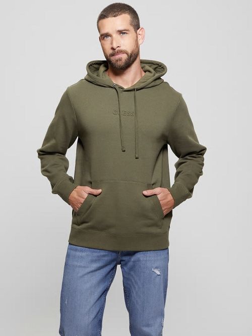 Guess Eco Roy Embossed Hoodie Verzi | GUESS-SN31056