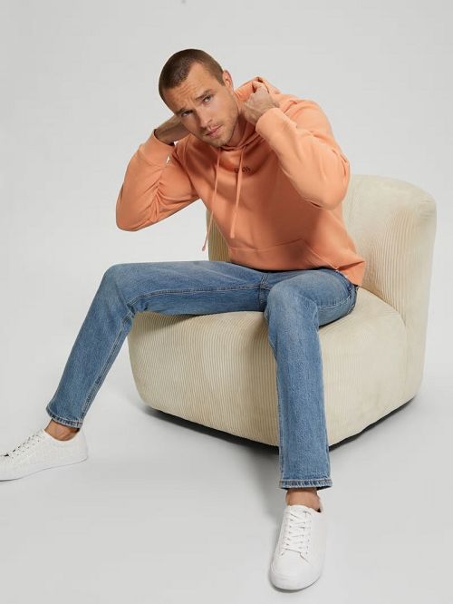 Guess Eco Roy Embroidered Logo Hoodie Portocalii | GUESS-SN30934