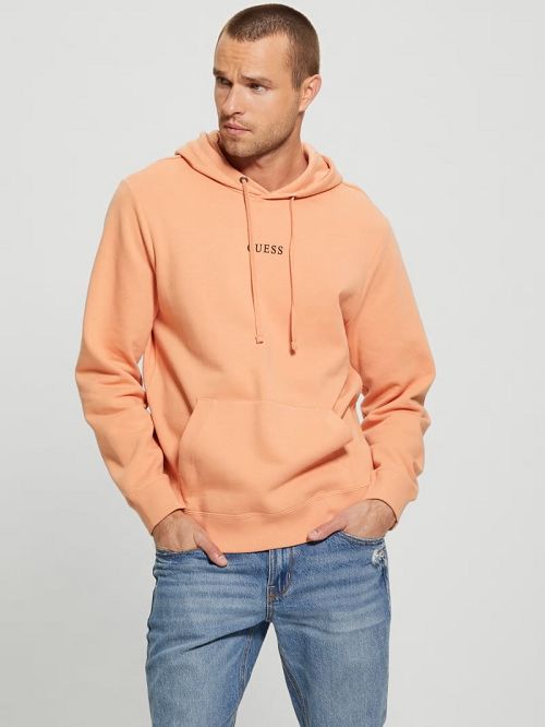 Guess Eco Roy Embroidered Logo Hoodie Portocalii | GUESS-SN30934