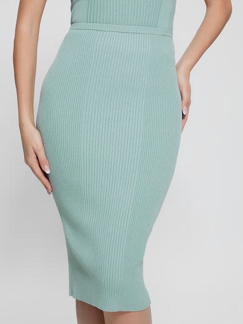 Guess Eco Sahara Rib Sweater Skirt Verzi | GUESS-SN28142