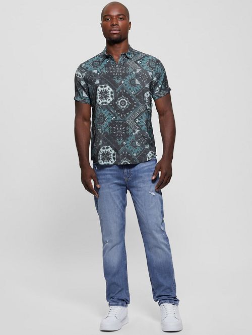 Guess Eco Sandwash Shashiko Shirt Albastri | GUESS-SN31254