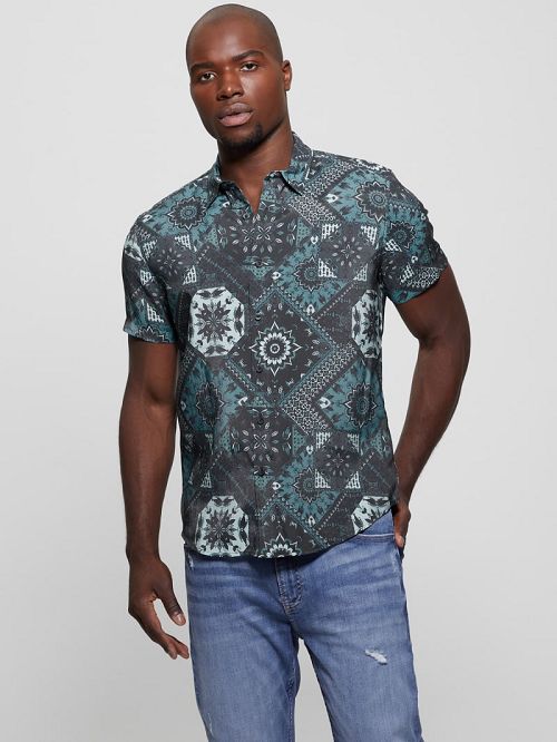 Guess Eco Sandwash Shashiko Shirt Albastri | GUESS-SN31254