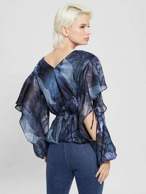 Guess Eco Saskika Drapey Top Albastri | GUESS-SN27052