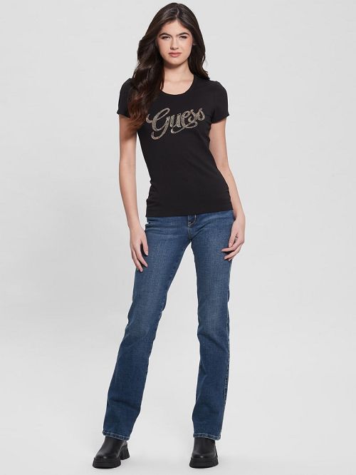 Guess Eco Script Bead Tee Negrii | GUESS-SN27056