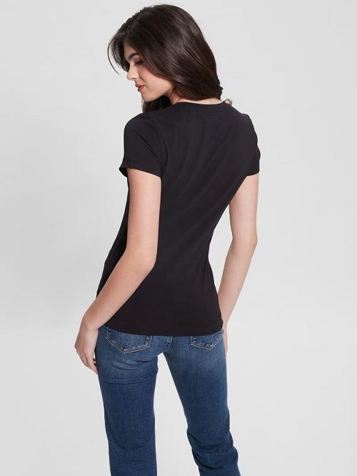 Guess Eco Script Bead Tee Negrii | GUESS-SN27056