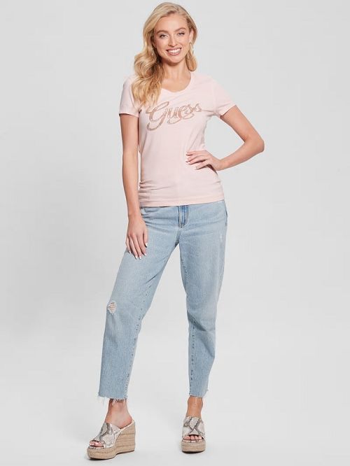 Guess Eco Script Bead Tee Roz | GUESS-SN27118