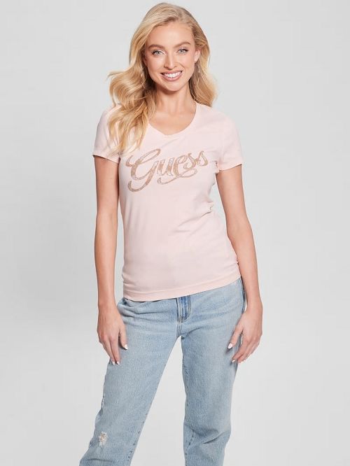 Guess Eco Script Bead Tee Roz | GUESS-SN27118
