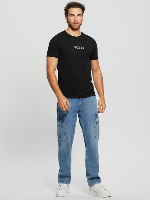 Guess Eco Signature Crewneck Tee Negrii | GUESS-SN30576