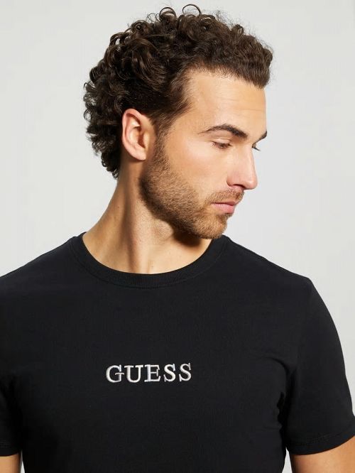 Guess Eco Signature Crewneck Tee Negrii | GUESS-SN30576