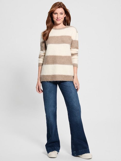 Guess Eco Skye Striped Long Sweater Bej | GUESS-SN27839