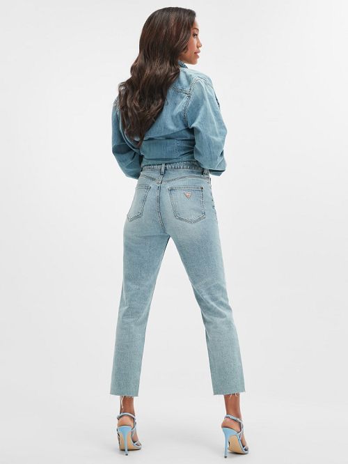 Guess Eco Slim Mom Jeans Albastri | GUESS-SN26652