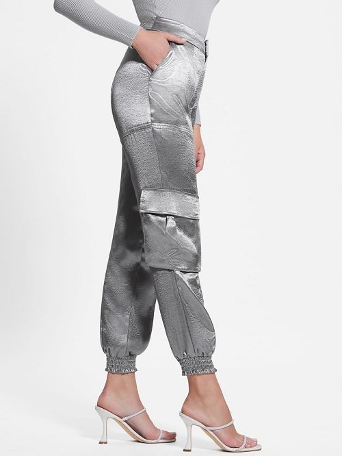 Guess Eco Soundwave Satin Cargo Pants Argintii | GUESS-SN28197