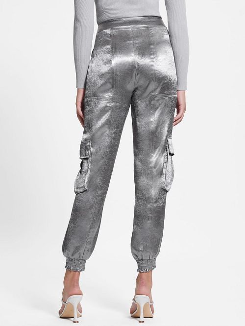 Guess Eco Soundwave Satin Cargo Pants Argintii | GUESS-SN28197