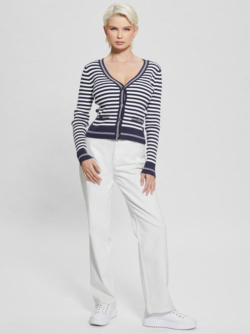 Guess Eco Stripe Ribbed Cardigan Albastri | GUESS-SN27479
